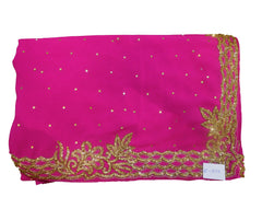 SMSAREE Pink Designer Wedding Partywear Georgette Cutdana & Stone  Hand Embroidery Work Bridal Saree Sari With Blouse Piece E524