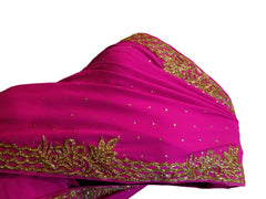 SMSAREE Pink Designer Wedding Partywear Georgette Cutdana & Stone  Hand Embroidery Work Bridal Saree Sari With Blouse Piece E524