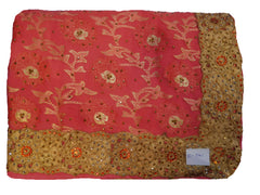 SMSAREE Pink & Cream Designer Wedding Partywear Brasso Stone & Zari Hand Embroidery Work Bridal Saree Sari With Blouse Piece E541