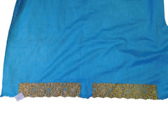 SMSAREE Turquoise & Cream Designer Wedding Partywear Brasso Stone & Zari Hand Embroidery Work Bridal Saree Sari With Blouse Piece E542