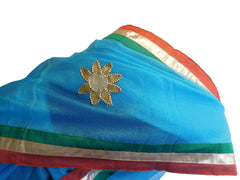 Blue Designer PartyWear Pure Supernet (Cotton) Thread Gota Work Kolkata Saree Sari E555