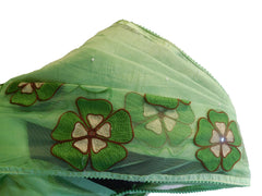 SMSAREE Green Designer Wedding Partywear Supernet (Cotton) Mirror Thread & Pearl Hand Embroidery Work Bridal Saree Sari With Blouse Piece E558