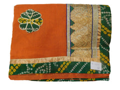 Orange Designer PartyWear Pure Supernet (Cotton) Thread Gota Work Kolkata Saree Sari E560