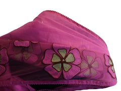 SMSAREE Pink Designer Wedding Partywear Supernet (Cotton) Mirror Thread & Pearl Hand Embroidery Work Bridal Saree Sari With Blouse Piece E567