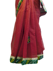 Red Designer PartyWear Pure Supernet (Cotton) Thread Gota Work Kolkata Saree Sari E570