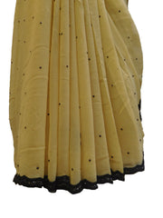 SMSAREE yellow Designer Wedding Partywear Georgette Thread & Stone  Hand Embroidery Work Bridal Saree Sari With Blouse Piece E572