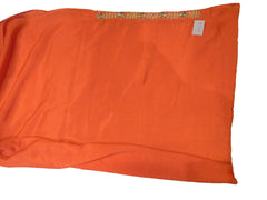 SMSAREE Orange Designer Wedding Partywear Crepe (Chinon) Cutdana Stone Thread & Beads Hand Embroidery Work Bridal Saree Sari With Blouse Piece E592