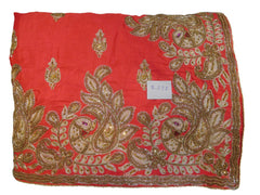 SMSAREE Red Designer Wedding Partywear Silk Stone Zari & Beads Hand Embroidery Work Bridal Saree Sari With Blouse Piece E593