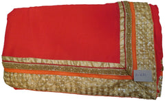 SMSAREE Pink & Orange Designer Wedding Partywear Crepe (Chinon) Thread Zari Beads & Cutdana Hand Embroidery Work Bridal Saree Sari With Blouse Piece E631