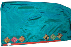 SMSAREE Turquoise Designer Wedding Partywear Silk Thread & Aplick Work Hand Embroidery Work Bridal Saree Sari With Blouse Piece E680