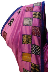 SMSAREE Pink Designer Wedding Partywear Silk Thread & Aplick Work Hand Embroidery Work Bridal Saree Sari With Blouse Piece E681