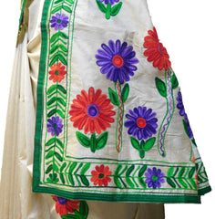 SMSAREE White Designer Wedding Partywear Silk Thread Hand Embroidery Work Bridal Saree Sari With Blouse Piece E686