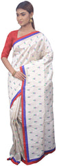 SMSAREE White Designer Wedding Partywear Silk Thread Hand Embroidery Work Bridal Saree Sari With Blouse Piece E688