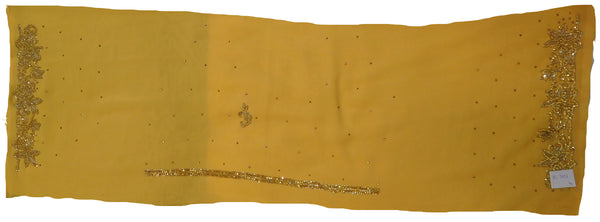 SMSAREE Yellow Designer Wedding Partywear Georgette Stone Thread & Cutdana Hand Embroidery Work Bridal Saree Sari With Blouse Piece E701