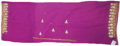SMSAREE Pink Designer Wedding Partywear Georgette Stone & Cutdana Hand Embroidery Work Bridal Saree Sari With Blouse Piece E706