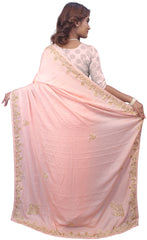 SMSAREE Pink Designer Wedding Partywear Silk Stone & Cutdana Hand Embroidery Work Bridal Saree Sari With Blouse Piece E740