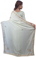 SMSAREE Green Designer Wedding Partywear Silk Stone & Cutdana Hand Embroidery Work Bridal Saree Sari With Blouse Piece E743