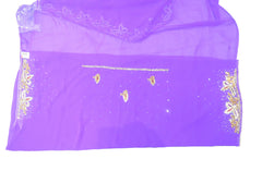 SMSAREE Purple Designer Wedding Partywear Georgette Stone Bullion & Cutdana Hand Embroidery Work Bridal Saree Sari With Blouse Piece E810