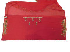 SMSAREE Pink Designer Wedding Partywear Georgette Stone Thread & Cutdana Hand Embroidery Work Bridal Saree Sari With Blouse Piece E811