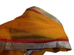 SMSAREE Yellow Designer Wedding Partywear Supernet (Cotton) Zari & Gota Hand Embroidery Work Bridal Saree Sari With Blouse Piece E832
