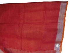 SMSAREE Red Designer Wedding Partywear Handloom Linen Thread & Zari Hand Embroidery Work Bridal Saree Sari With Blouse Piece E855