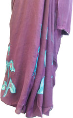 SMSAREE Wine Designer Wedding Partywear Georgette (Viscos) Cutdana & Thread Hand Embroidery Work Bridal Saree Sari With Blouse Piece E876