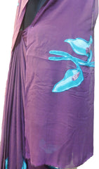 SMSAREE Wine Designer Wedding Partywear Georgette (Viscos) Cutdana & Thread Hand Embroidery Work Bridal Saree Sari With Blouse Piece E876