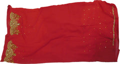 SMSAREE Red Designer Wedding Partywear Georgette Pearl Beads Cutdana Zari & Stone Hand Embroidery Work Bridal Saree Sari With Blouse Piece E895