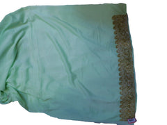 SMSAREE Pista Green Designer Wedding Partywear Crepe (Rangoli) Thread& Stone Hand Embroidery Work Bridal Saree Sari With Blouse Piece E911