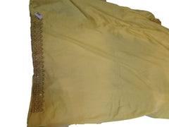 SMSAREE yellow Designer Wedding Partywear Crepe (Rangoli) Thread& Stone Hand Embroidery Work Bridal Saree Sari With Blouse Piece E913