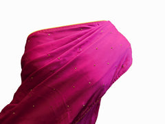 SMSAREE Pink Designer Wedding Partywear Crepe (Rangoli) Thread Beads & Stone Hand Embroidery Work Bridal Saree Sari With Blouse Piece E948
