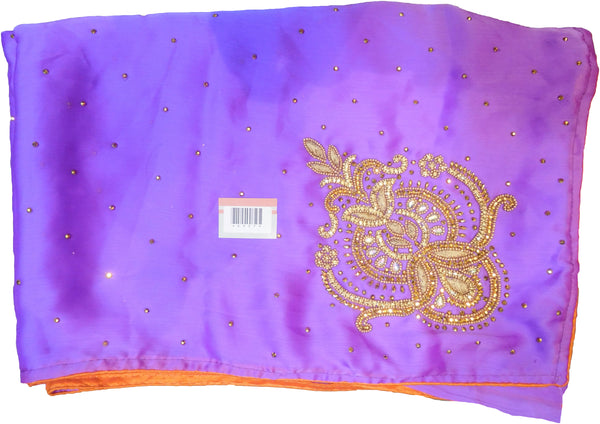 SMSAREE Lavender Designer Wedding Partywear Silk Thread Beads & Stone Hand Embroidery Work Bridal Saree Sari With Blouse Piece E957