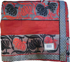 SMSAREE Pink Designer Wedding Partywear Supernet (Cotton) Thread Hand Embroidery Work Bridal Saree Sari With Blouse Piece F015