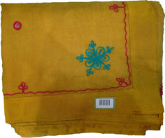 SMSAREE Yellow Designer Wedding Partywear Supernet (Cotton) Thread Hand Embroidery Work Bridal Saree Sari With Blouse Piece F028