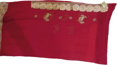 SMSAREE Red & Cream Designer Wedding Partywear Georgette & Brasso Cutdana Zari & Stone Hand Embroidery Work Bridal Saree Sari With Blouse Piece F058