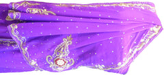 SMSAREE Purple Designer Wedding Partywear Georgette Cutdana Zari Beads & Stone Hand Embroidery Work Bridal Lahenga Dupatta Ghaghra Choli Bari Ki Til With Blouse Piece F062