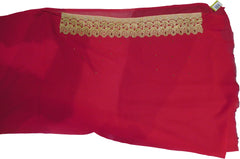 SMSAREE Red & Cream Designer Wedding Partywear Georgette Thread & Stone Hand Embroidery Work Bridal Saree Sari With Blouse Piece F066
