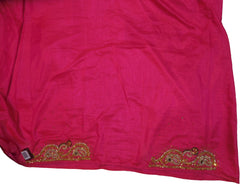SMSAREE Pink Designer Wedding Partywear Silk Cutdana Mirror & Stone Hand Embroidery Work Bridal Saree Sari With Blouse Piece F090