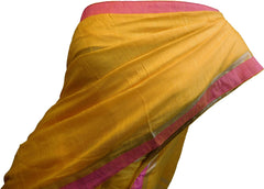 SMSAREE Yellow Designer Wedding Partywear Handloom Linen Thread & Zari Hand Embroidery Work Bridal Saree Sari With Blouse Piece F124