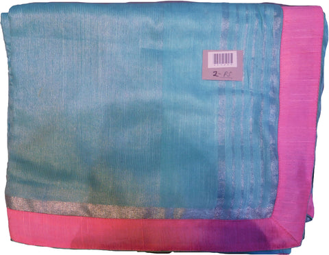 SMSAREE Blue Designer Wedding Partywear Handloom Linen Thread & Zari Hand Embroidery Work Bridal Saree Sari With Blouse Piece F125