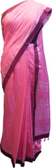 SMSAREE Pink Designer Wedding Partywear Handloom Linen Thread & Zari Hand Embroidery Work Bridal Saree Sari With Blouse Piece F128