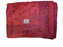 SMSAREE Pink Designer Wedding Partywear Silk Thread Pearl & Stone Hand Embroidery Work Bridal Saree Sari With Blouse Piece F135