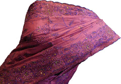 SMSAREE Pink Designer Wedding Partywear Silk Thread Pearl & Stone Hand Embroidery Work Bridal Saree Sari With Blouse Piece F136
