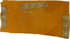 SMSAREE Yellow Designer Wedding Partywear Georgette Cutdana Zari Thread & Stone Hand Embroidery Work Bridal Saree Sari With Blouse Piece F138