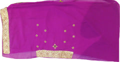 SMSAREE Purple Designer Wedding Partywear Georgette Cutdana Zari Thread & Stone Hand Embroidery Work Bridal Saree Sari With Blouse Piece F141