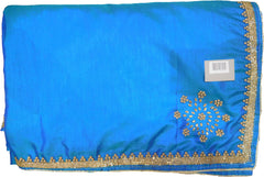 SMSAREE Blue Designer Wedding Partywear Silk Beads Cutdana Zari & Stone Hand Embroidery Work Bridal Saree Sari With Blouse Piece F154