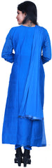 SMSAREE Blue Designer Casual Partywear Muslin Silk StoneZari & Cutdana Hand Embroidery Work Stylish Women Kurti Kurta With Free Matching Leggings F160