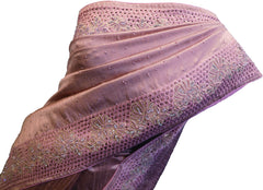 SMSAREE Purple Designer Wedding Partywear Silk Pearl Thread & Stone Hand Embroidery Work Bridal Saree Sari With Blouse Piece F161
