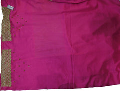 SMSAREE Pink & Cream Designer Wedding Partywear Silk Zari Thread & Stone Hand Embroidery Work Bridal Saree Sari With Blouse Piece F165