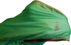 SMSAREE Green Designer Wedding Partywear Georgette Stone Beads Zari Thread & Bullion Hand Embroidery Work Bridal Saree Sari With Blouse Piece F217
